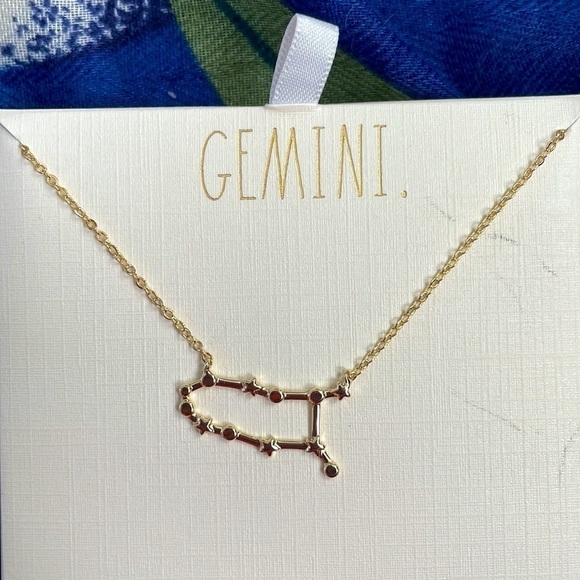 Brand New Rae Dunn Gemini 14K Gold Plated Over Brass Astrology 16”+2” Necklace - Picture 2 of 8